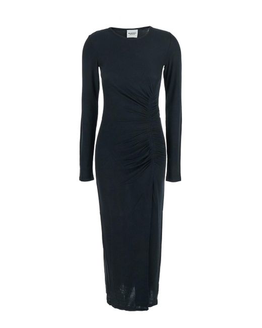 Isabel Marant Blue 'Jelina' Midi Dress With Round Neck And Ruched Details