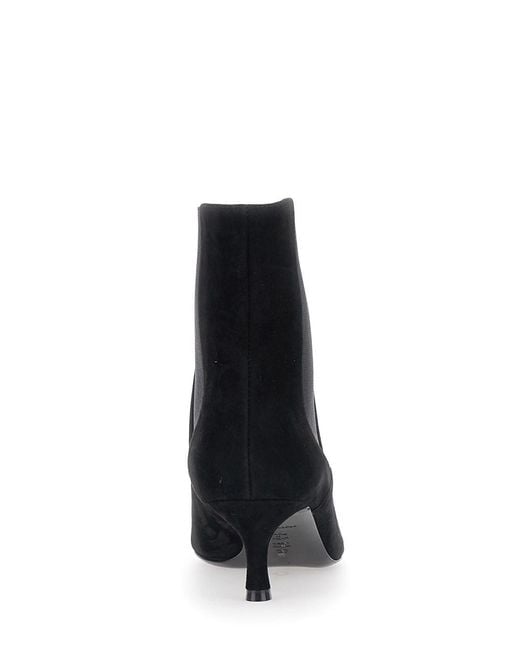 Pollini Black Suede Ankle Boots With Heel, Rubber Sole And Color For W