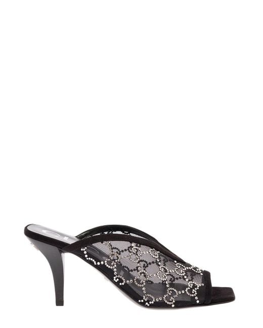 Gucci Tom Mule In Mesh With gg Crystals Woman in Black | Lyst