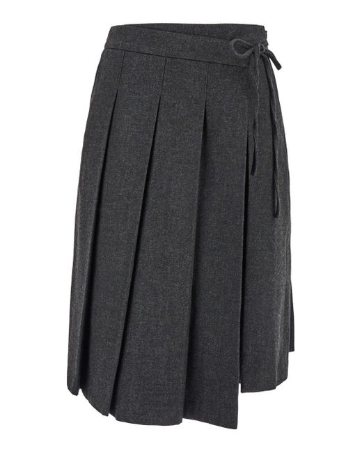 DUNST Gray Ribboned Pleats Wrap
Skirt