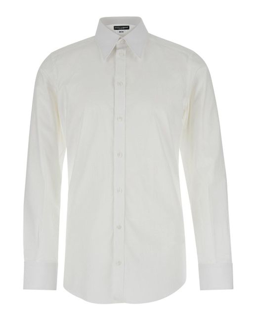 Dolce & Gabbana White Pointed Collar Shirt for men