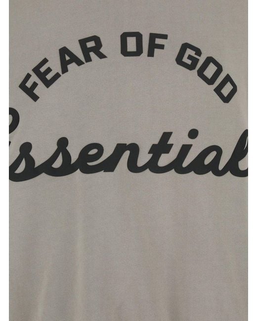 Fear Of God Gray Crewneck Sweatshirt With Dropped Shoulders And Maxi Logo Print On The Front for men