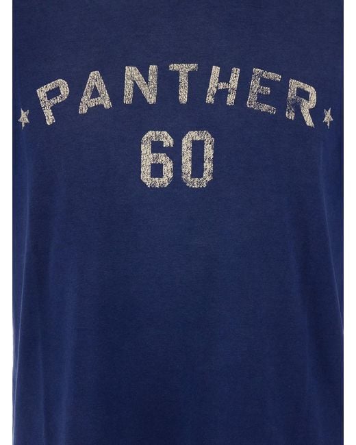 Valentino Blue Crewneck T-Shirt With Logo Lettering On The Rear for men
