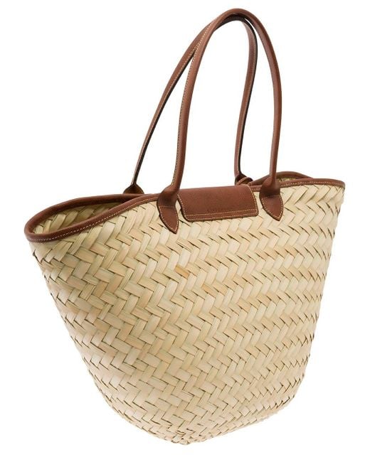Longchamp Natural 'Xl Le Panier' Tote Bag With Beads Strap