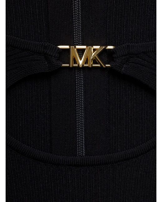 Michael Kors Black Empire Hw Cutout Rib Dress