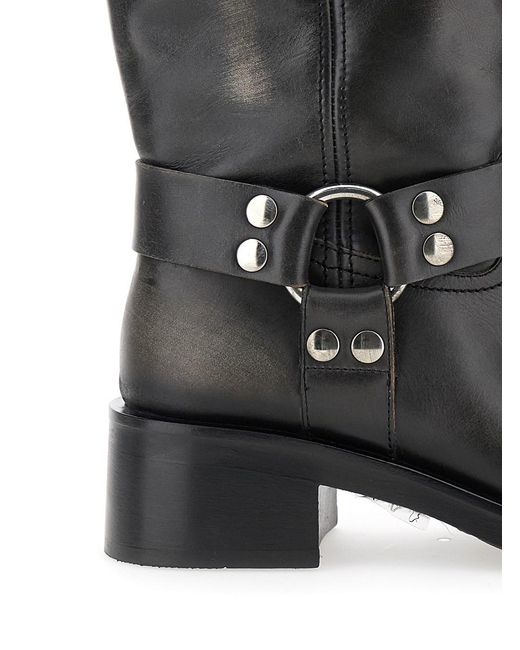 Strategia Black Ankle Boots With Studs And Ring