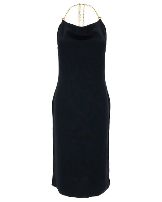 Bottega Veneta Blue Midi Dress With Chain Strap