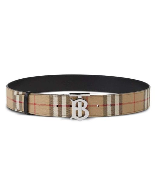 Burberry Natural Reversible Belt With Check Motif for men