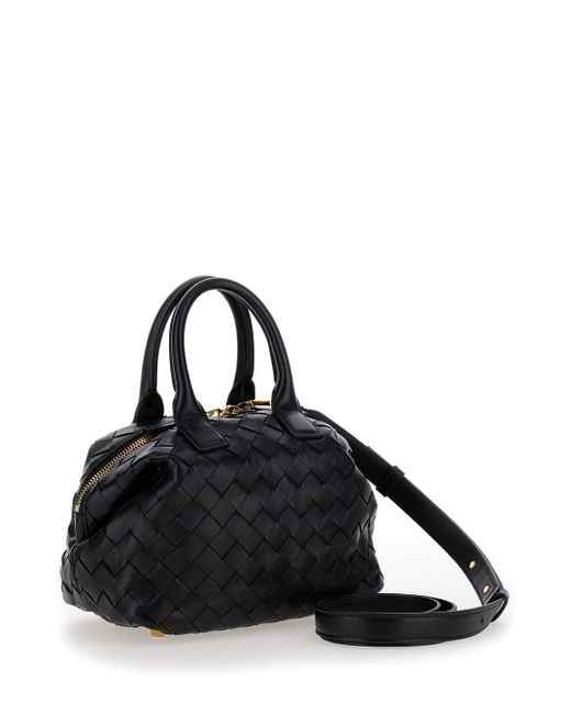 Bottega Veneta Black 'Bowling' Mini Handbag With Intrecciato Motif In