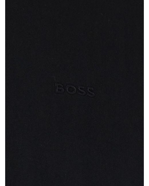 Boss Black T-Shirt With Logo Lettering Embroidery On The Front In for men