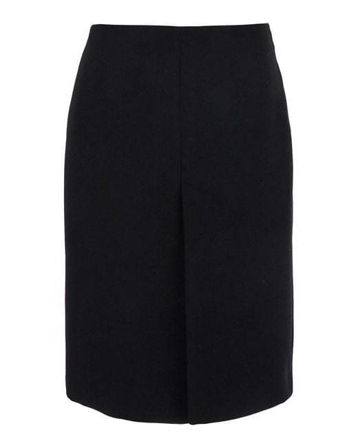 Gucci Black High Waist Skirt With Logo Lettering On Waist And Zip Puller