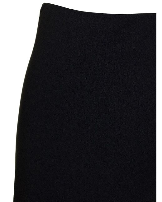 Le Plain Black 'midi' Skirt With Volant Detail At The End In Satin
