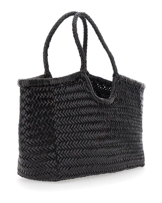 Dragon Diffusion Black Shopping Bag With Two Top Handles An Intertwine