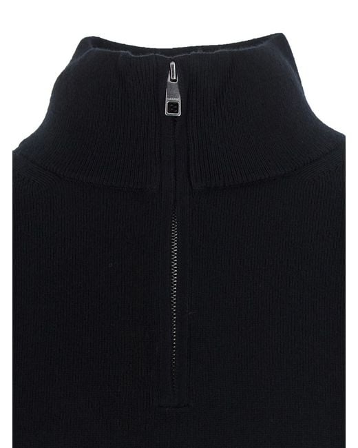 Calvin Klein Blue Sweater With Half Zip Closure And High Collar for men