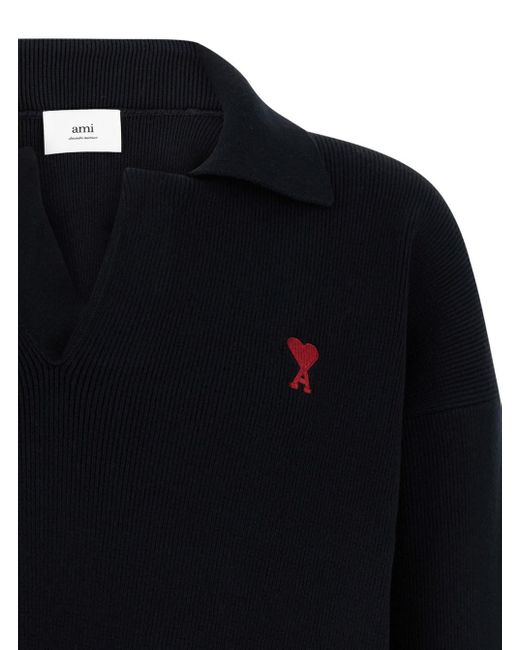 Maglione Polo Con Logo Ami De Coeur di AMI in Black da Uomo