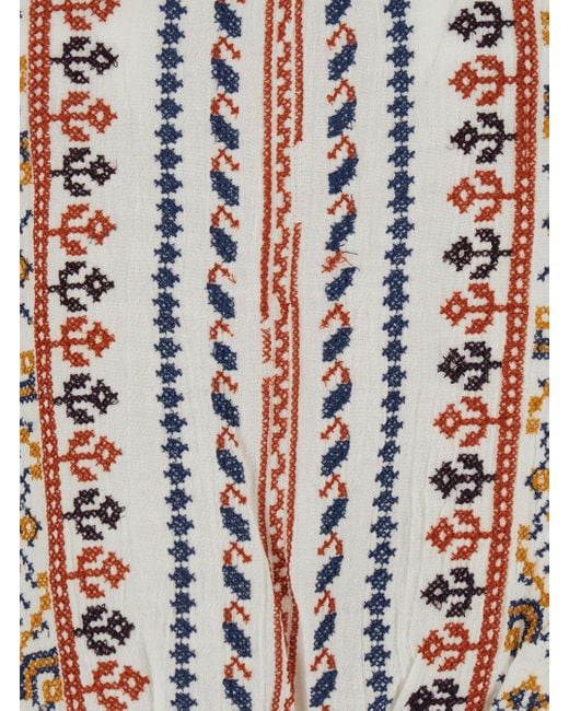 M.A.B.E White Top With V Neck On The Front And All-Over Embroidered Motif