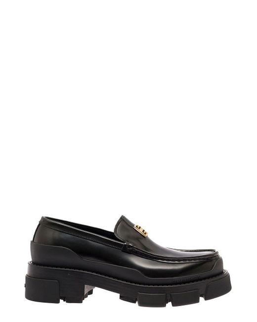 Givenchy Black 'terra' Loafers With Logo And Chunky Platform In Leather Woman
