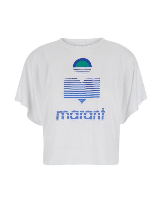 Isabel Marant White Kyanza T-Shirt With Printed Logo