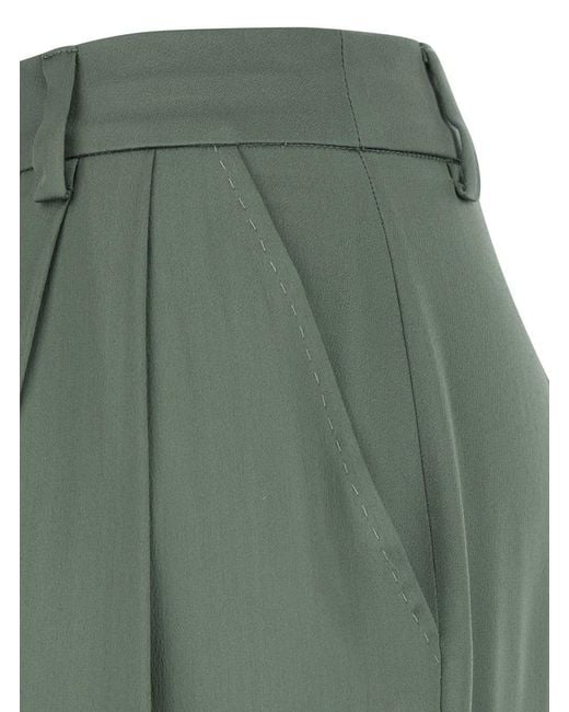 Semicouture Green Pants With Front Pleats And Hidden Closure