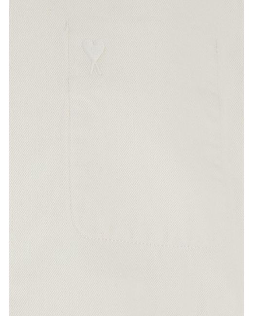 AMI White Jacket With Classic Collar And Tone-On-Tone Adc Embroi for men