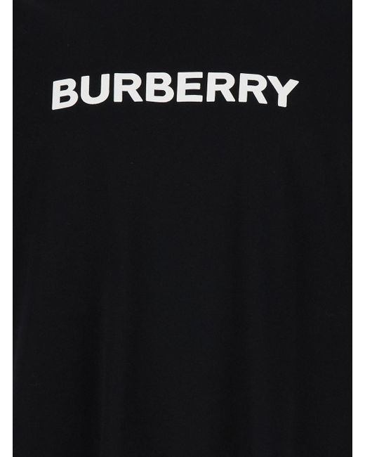 Burberry Black Crewneck T-Shirt With Printed Logo for men