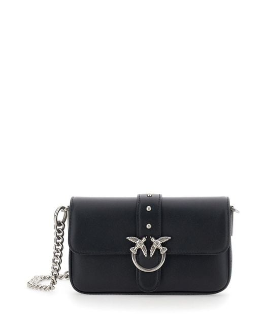 Pinko Black Shoulder Bag Love One Slouchy Baby Leather