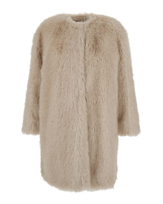Max Mara Natural 'Eros' Fur Coat With Front Concealed Closure