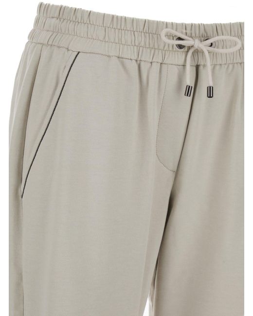 Pantalone Crop Con Banda Elastica di Brunello Cucinelli in Gray