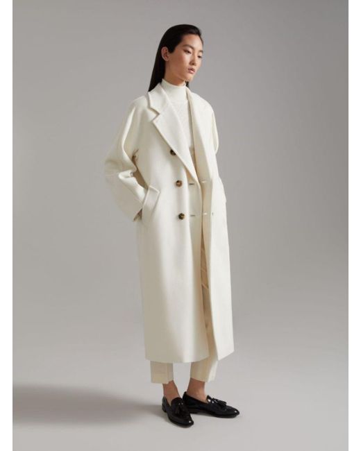 Max Mara White 'Madame' Double-Breasted Coat With Belt