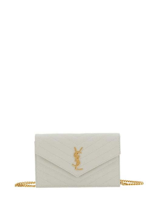 Saint Laurent White Neutrals Shoulder Bags