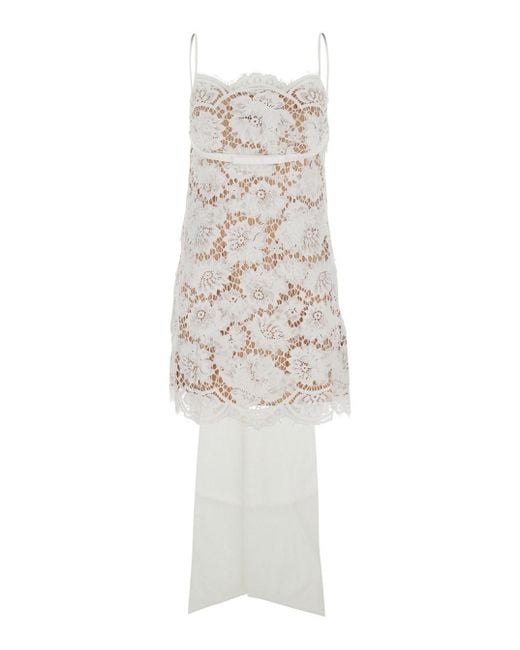 Self-Portrait Sleeveless Mini Dress With Floral Lace Embroidery And Scallop  Hem in White | Lyst