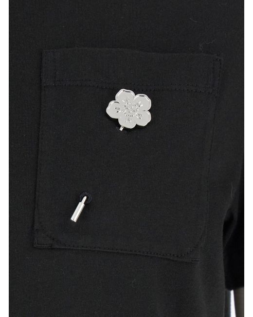 KENZO Black 'Boke Flower 2,0' Crewneck T-Shirt With Logo Patch On The Front And Logo Lettering On The Rear