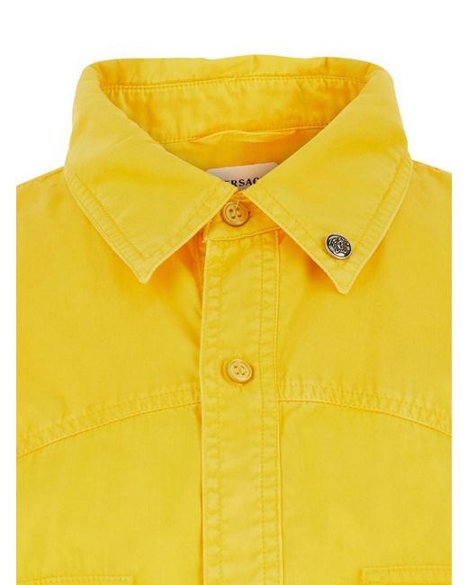 Versace Yellow Shirt With Button-Down Collar And Two Patch Pockets On The Front for men