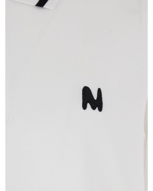 Polo Con Colletto Classico E Logo Ricamato Sul Fronte di MSGM in White da Uomo