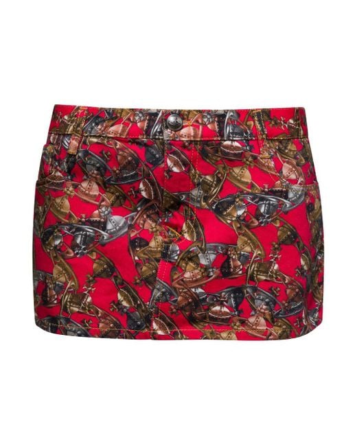 Mini Gonna Con Stampa di Vivienne Westwood in Red