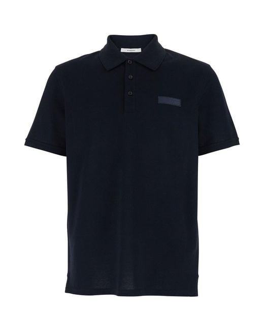 Givenchy Blue Polo Shirt With Classic Collar And Logo Patch On The Front for men