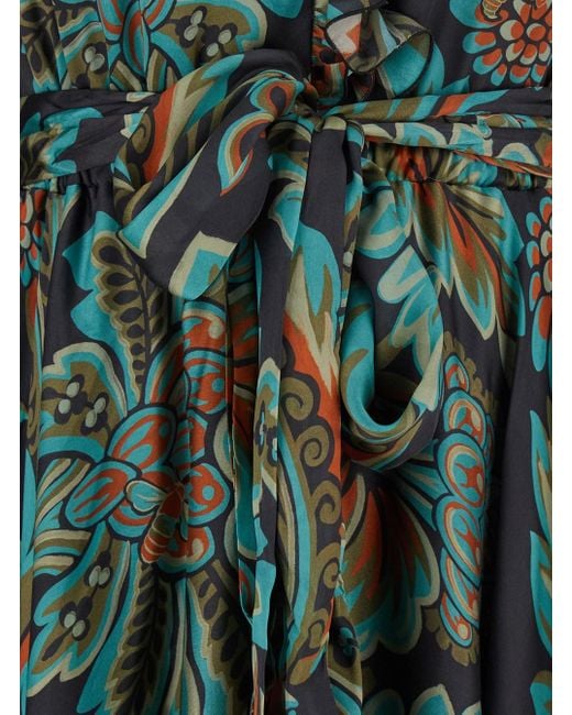 Abito Lungo Con Cintura Con Nodo E Stampa Floreale All-Over di Etro in Green
