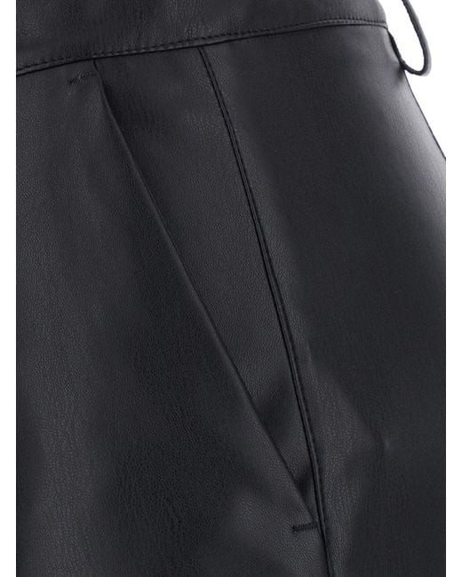Le Plain Black Eco-Leather Pants With Elegant Details And For