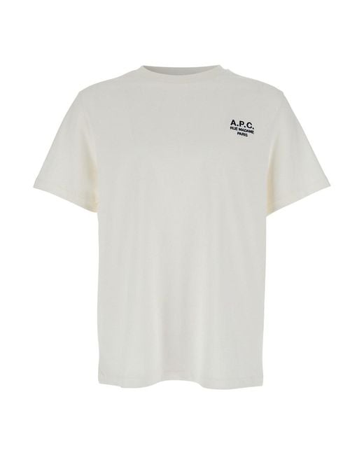 A.P.C. White Crewneck T-Shirt With Logo Embroidered On The Front for men