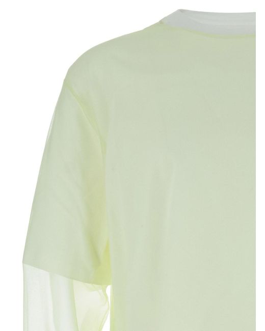 T-Shirt A Maniche Corte Con Stampa Sul Retro Bianca di Jil Sander in Green da Uomo