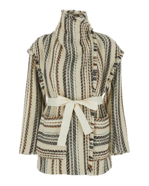 Cardigan 'Illisa' A Collo Alto Con Dettagli Sfrangiati E di Isabel Marant in Gray