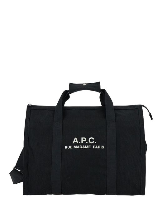 A.P.C. Black Gym Bag With Contrasting Logo Print for men