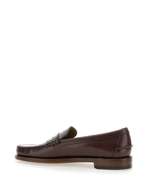 Sebago Brown 'Classic Dan' Loafers With Raised Stitching And Low Heel for men