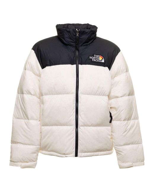 The North Face White Man's Bicolor Quilted Nylon Down Jacket With 1996 Pride Logo for men