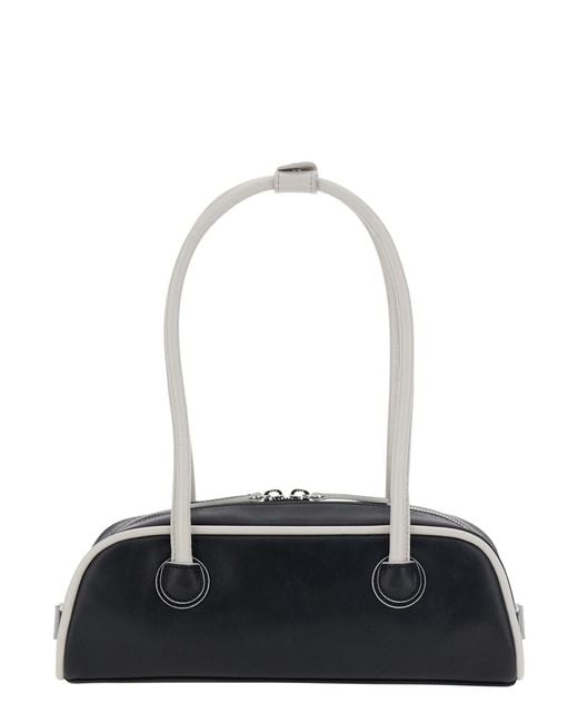MARGE SHERWOOD White 'Soft Baguette' Mini Shoulder Bag With Logo Letter