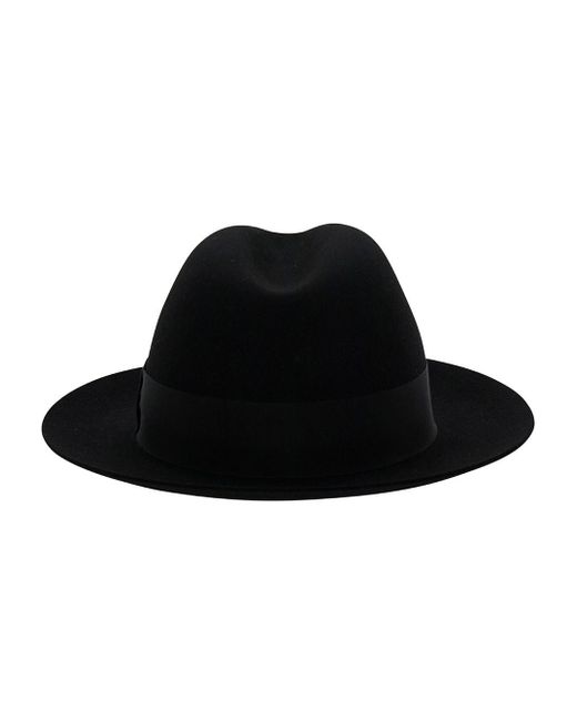 Saint Laurent Black Fedora Hat With Grosgrain Band