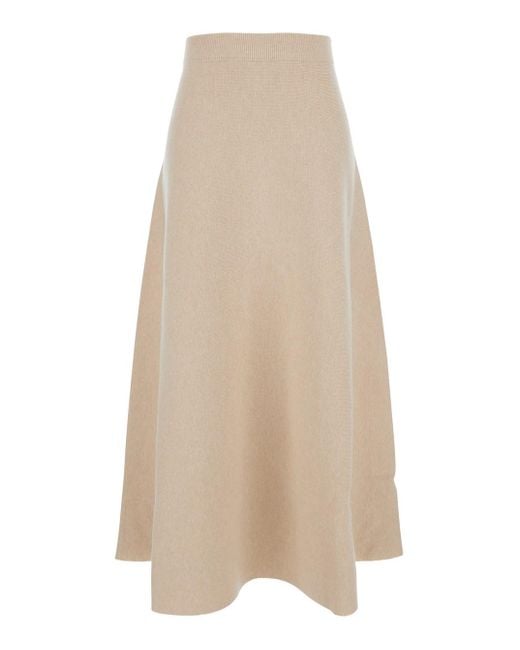 Gonna 'Giberna' Svasata Con Patch Logo Sul Retro di Max Mara in Natural