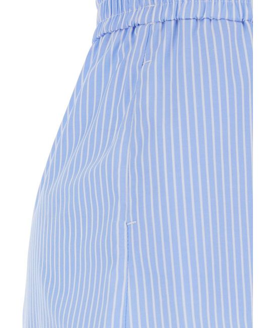 Le Plain Blue Shorts With Striped Motif