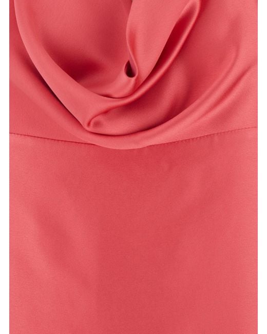 Le Plain Red Long Dress With Halterneck And Open Back