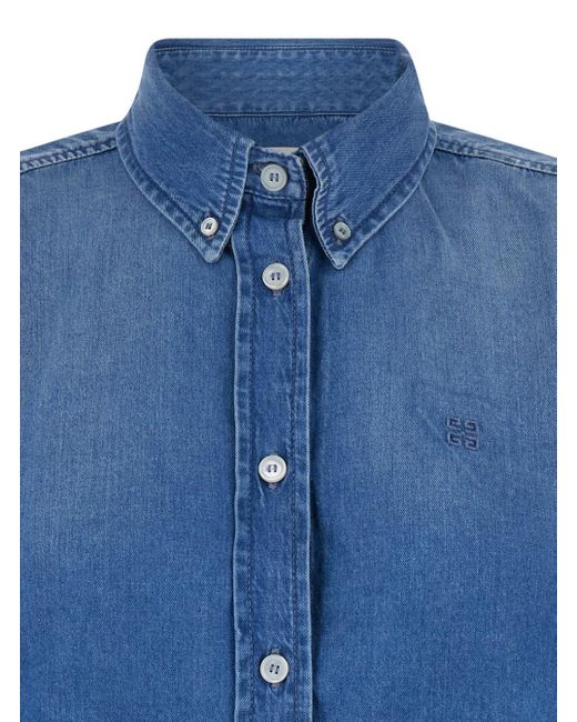 Camicia Crop Di Jeans di Givenchy in Blue